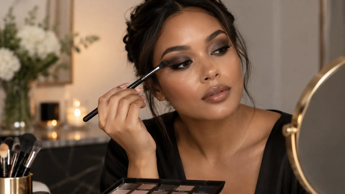 Beauty makeup editorial in warm neutral tones: Easy Steps on How to Do a Smokey Eye