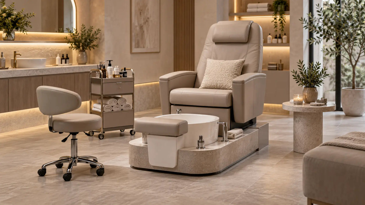 Premium professional salon interior: Plan a Professional Pedicure Station