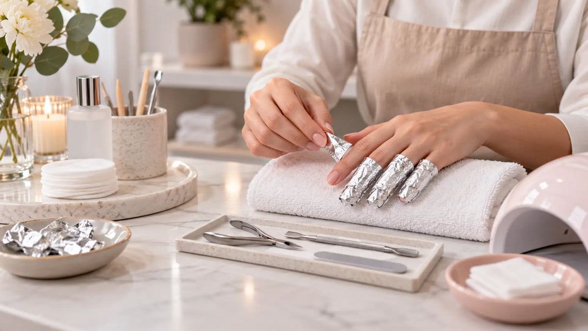 Premium nail studio setup for safe gel nail removal