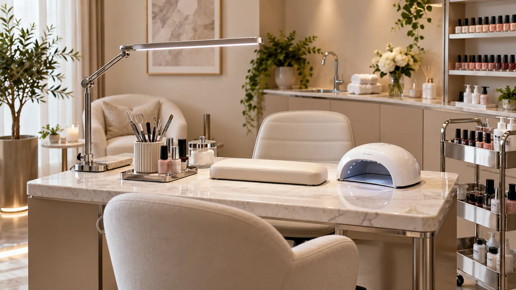 Professional salon equipment in a clean treatment room: Nail Salon Equipment Checklist