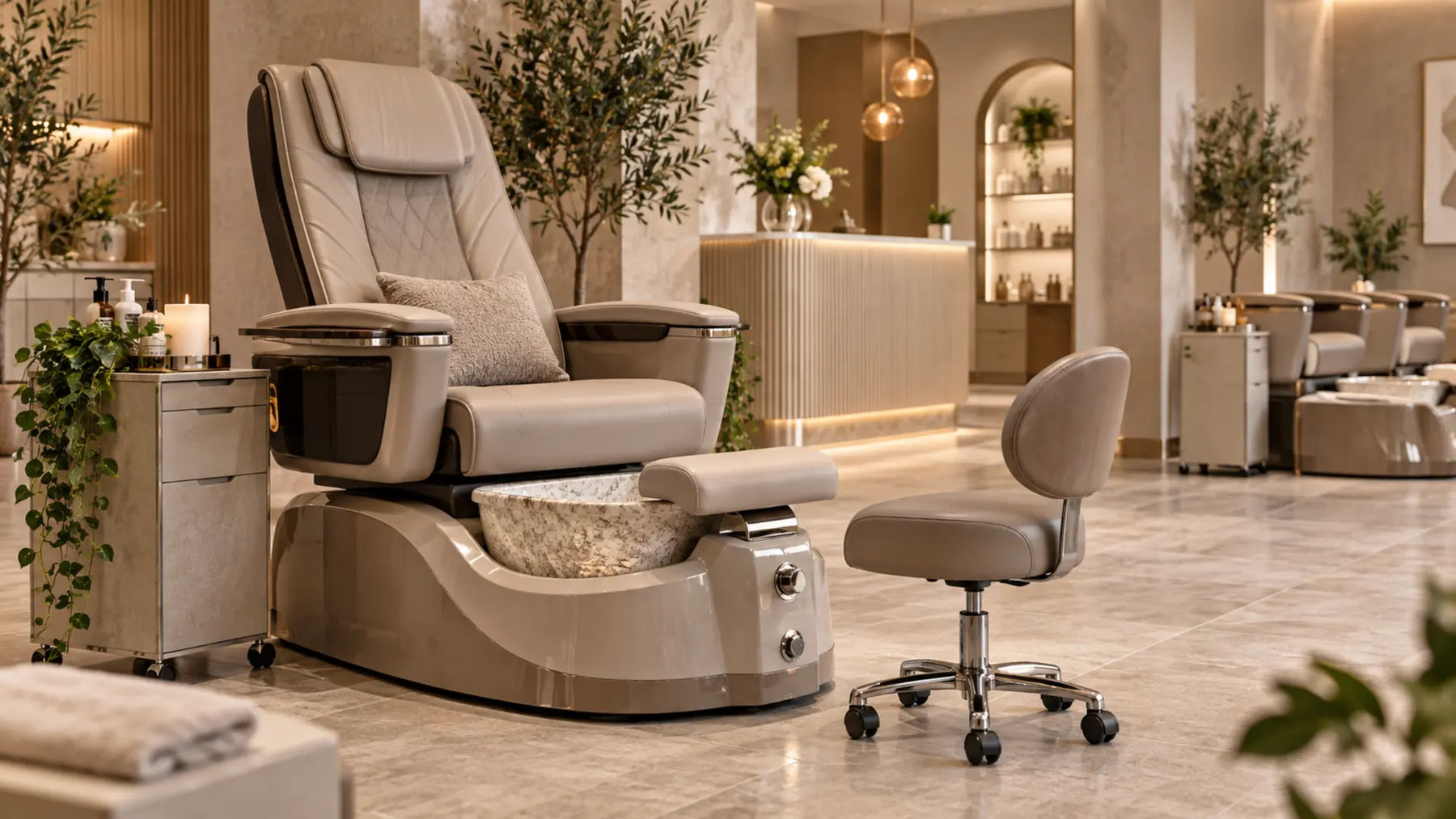 Premium professional salon interior: Pedicure Chair Client Comfort