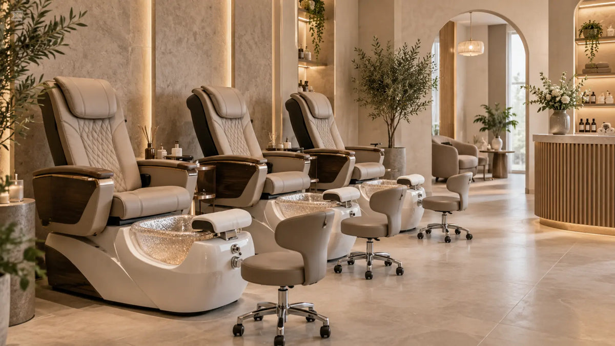 Premium professional salon interior: Massage & Hydromassage Pedicure Chairs