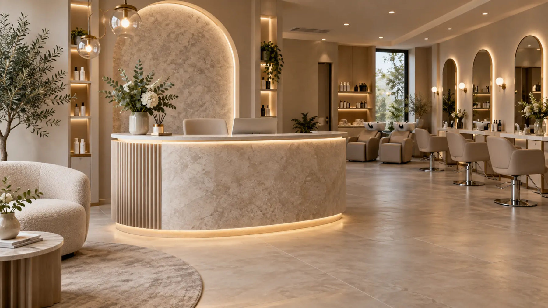 Premium professional salon interior: Professional Salon Reception Desks