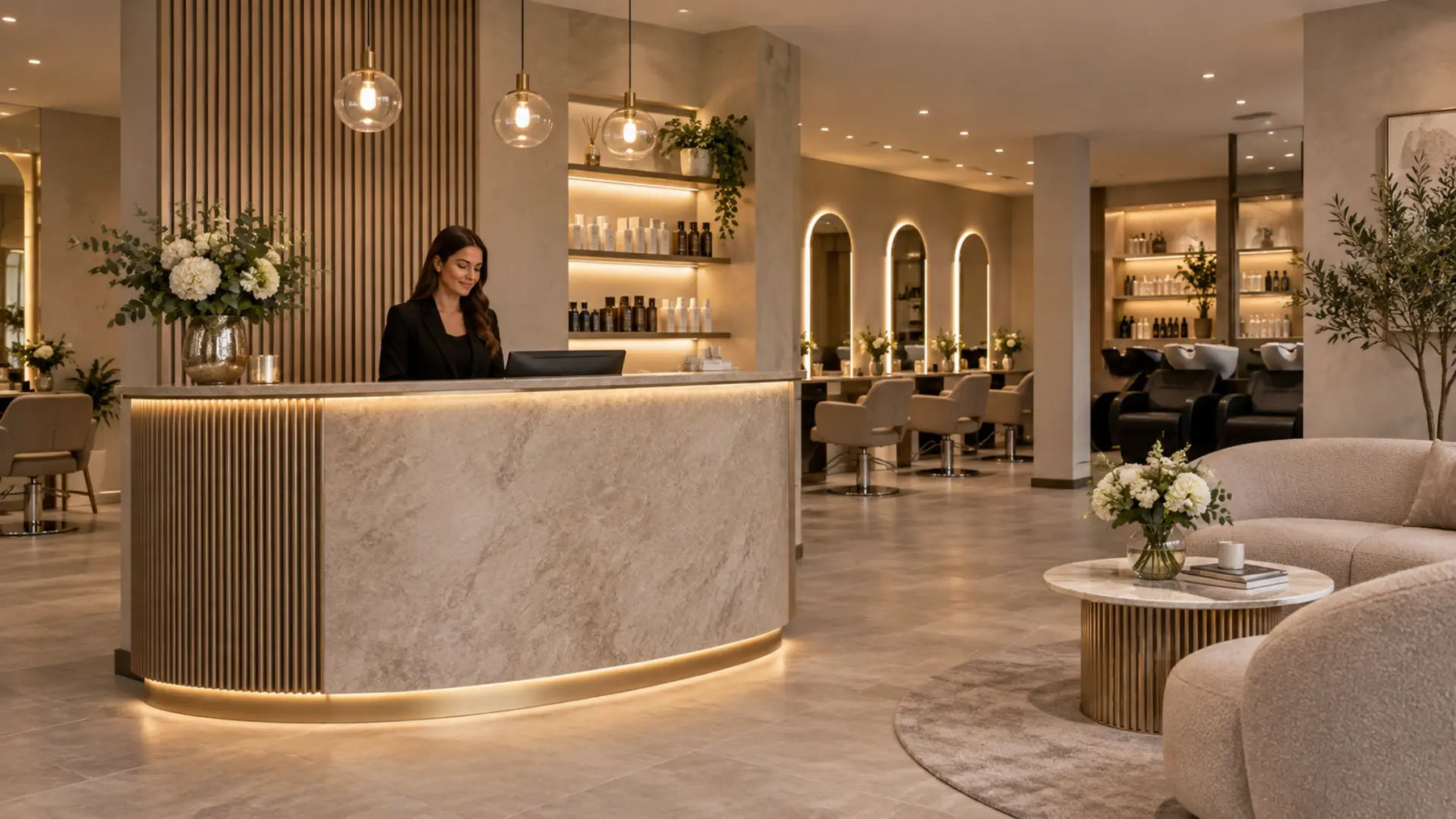 Premium professional salon interior: Professional Salon Reception Furniture