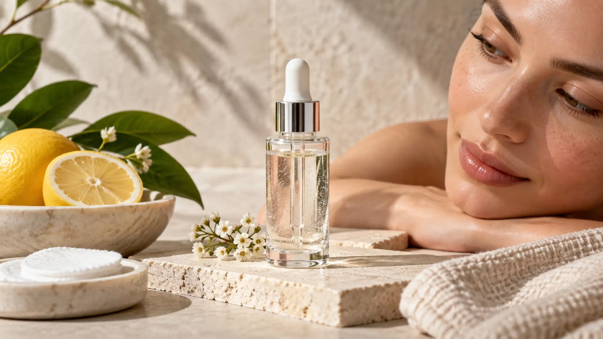Skincare editorial in soft natural light: AHA Acids in Skincare