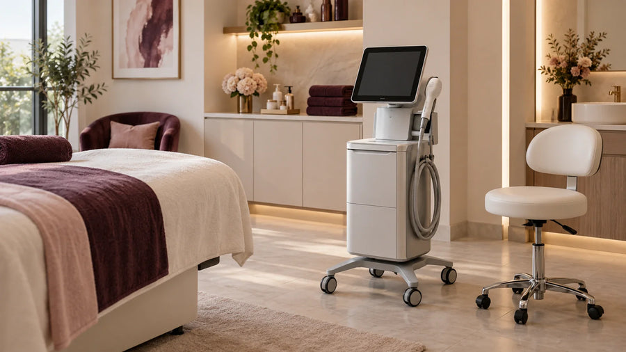 Salon hi-tech device buying in a professional setting; guide covers purpose, claims, training, insurance, service and consumables