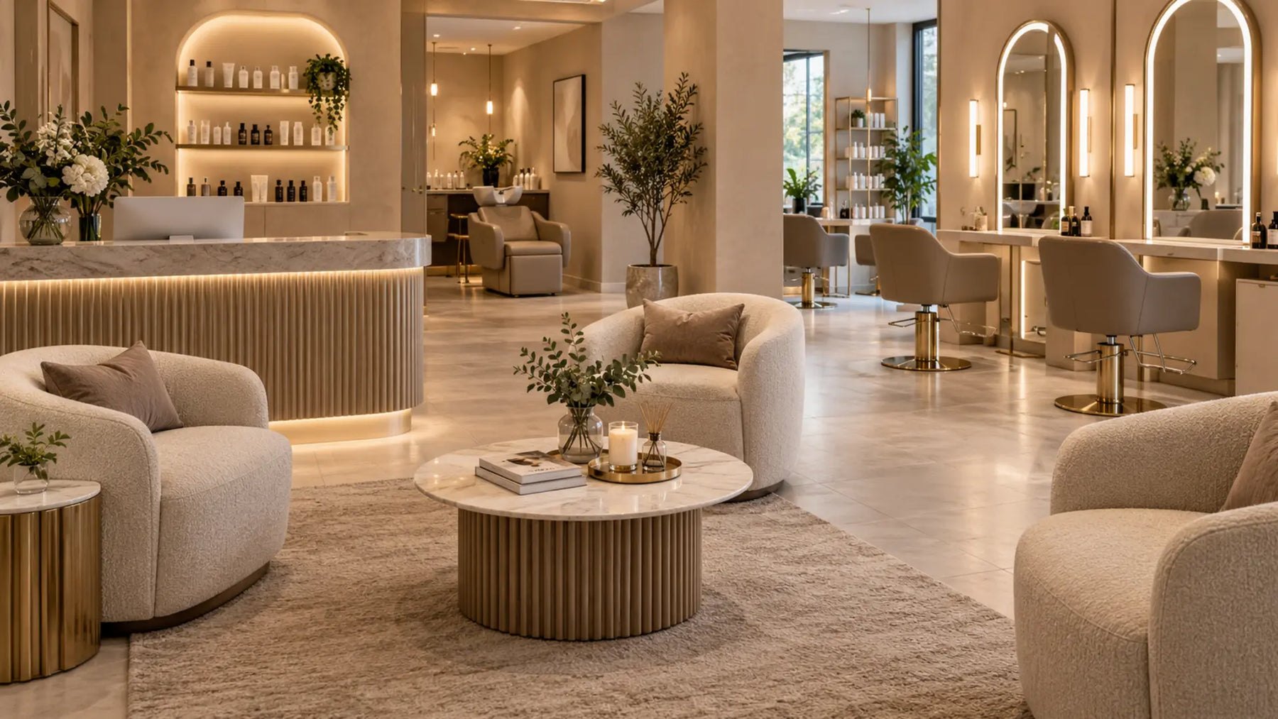 Premium professional salon interior: Salon Waiting Area Seating
