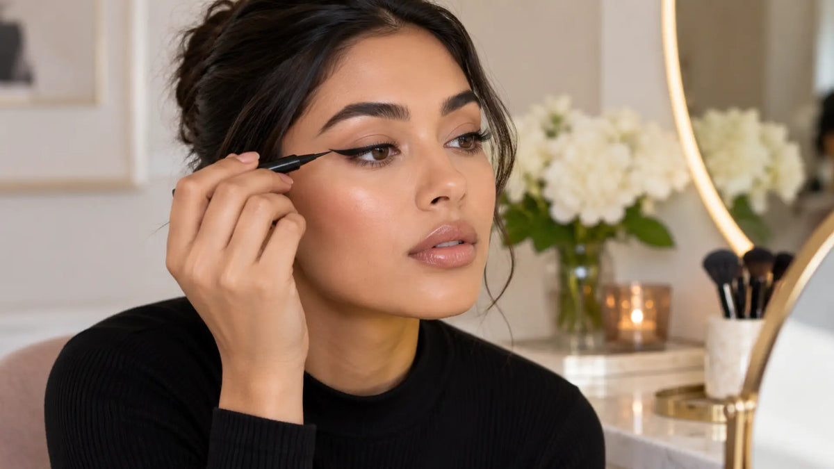 Beauty makeup editorial in warm neutral tones: What are the Different Eyeliner Looks and Styles?