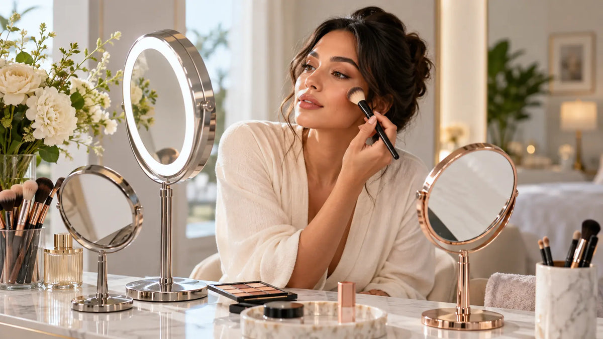 Beauty makeup editorial in warm neutral tones: Different Types Of Beauty Makeup Mirrors