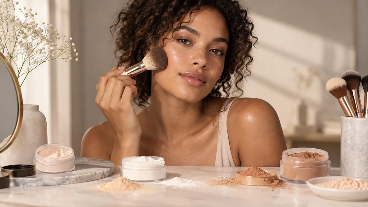 Beauty makeup editorial in warm neutral tones: What are the Different Types of Powder?