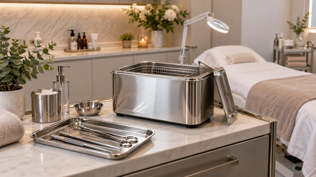 Professional salon equipment in a clean treatment room: Ultrasonic Cleaner Capacity