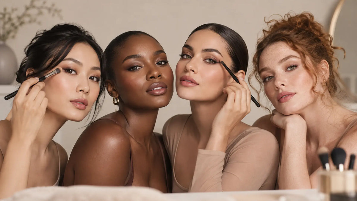 Beauty makeup editorial in warm neutral tones: The Ultimate Guide to Determining Your Eye Shape