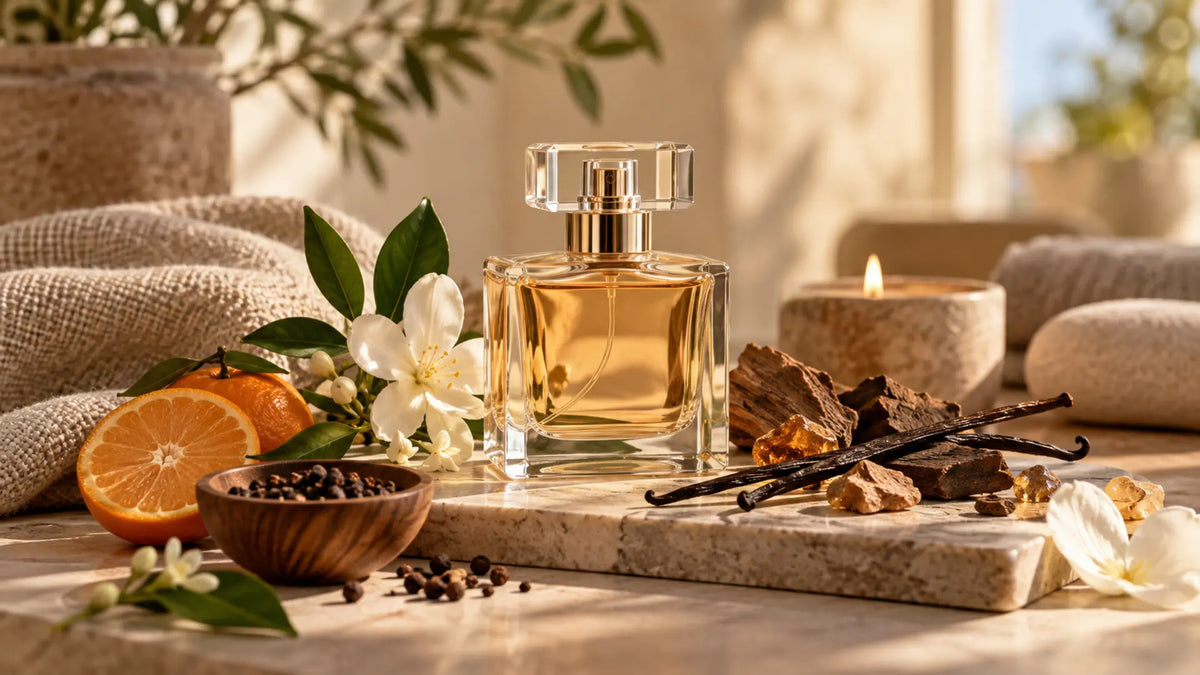 Body-care editorial in warm neutral tones: Perfume Notes Explained