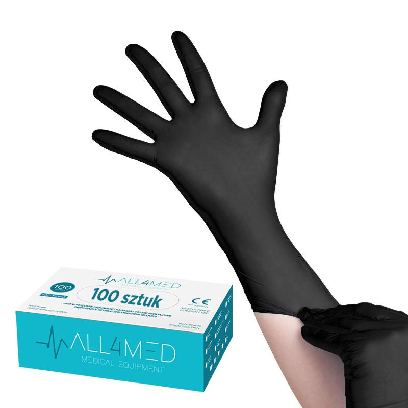 All4Med Disposable Diagnostic Nitrile Gloves Black
