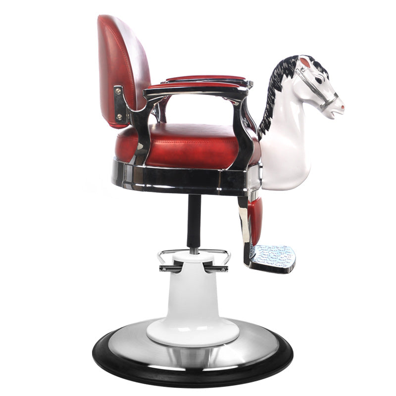 Gabbiano children's barber chair, maroon horse
