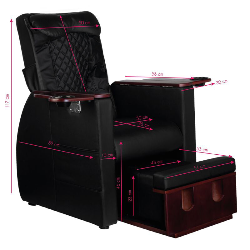 Spa chair for pedicure with back massage azzurro 101 black