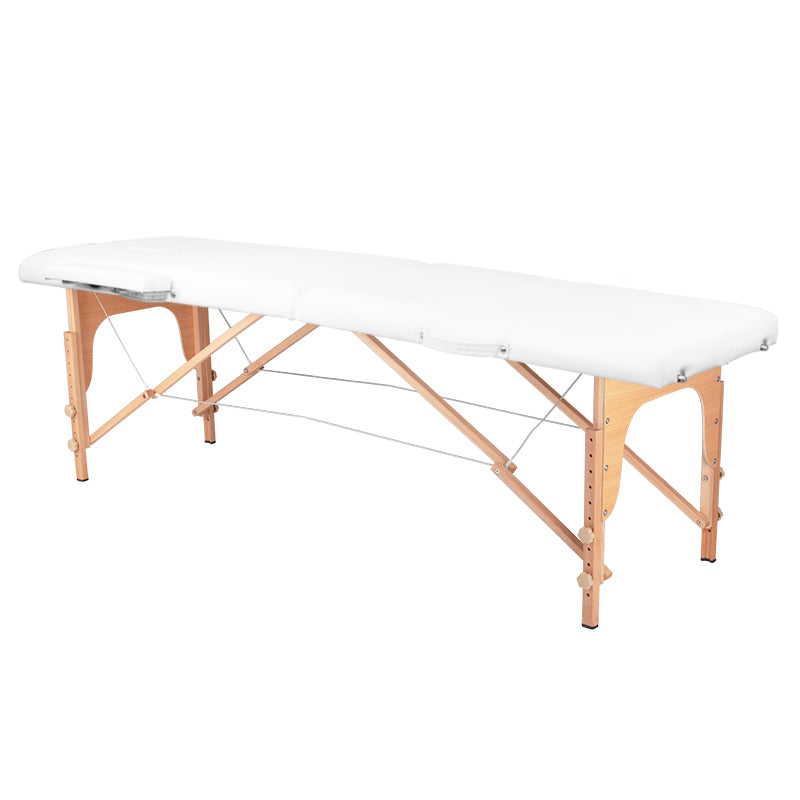 2-section folding massage table, wood comfort, white