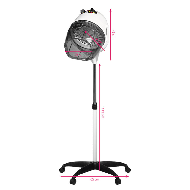 Physa Standing Hair Dryer Hood Dryer Free Standing Hair Dryer With Stand 1100w White Phy 1100hd 1 White Abs Plastic Hood Steel Stand Castors 75 C