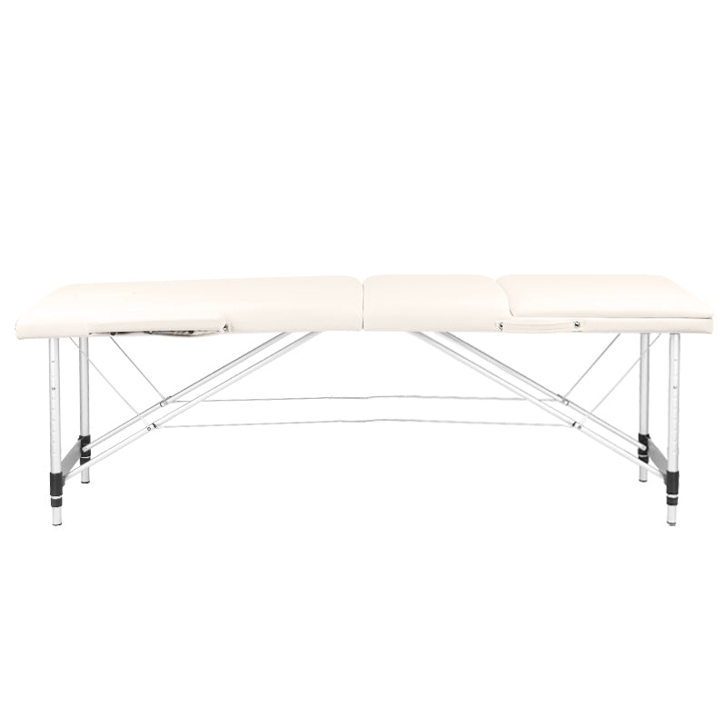 Folding massage table, aluminum comfort, 3-section cream