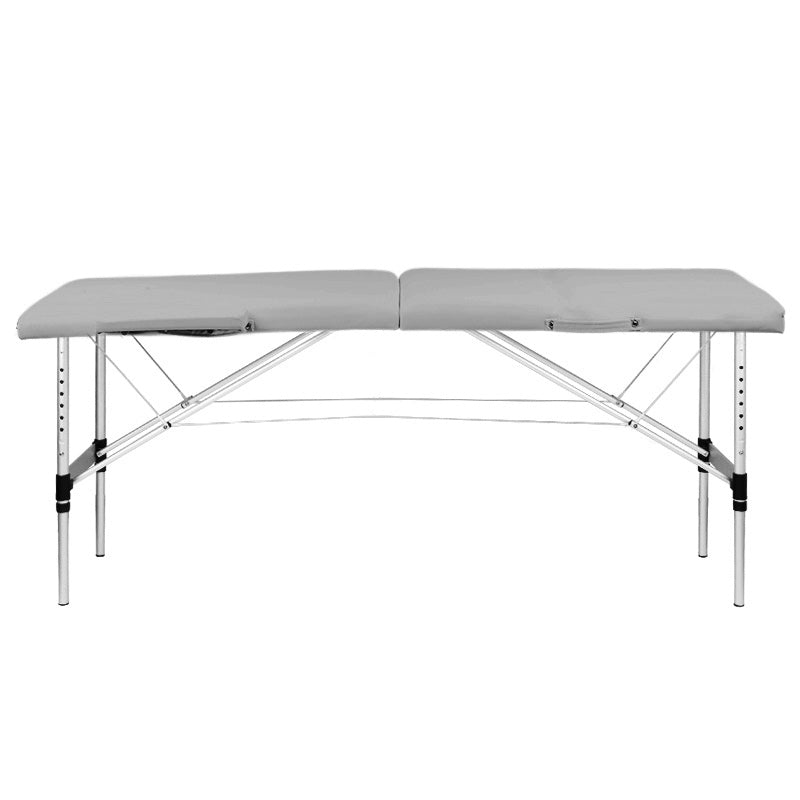 Folding massage table, aluminum, 2-section, gray, comfort