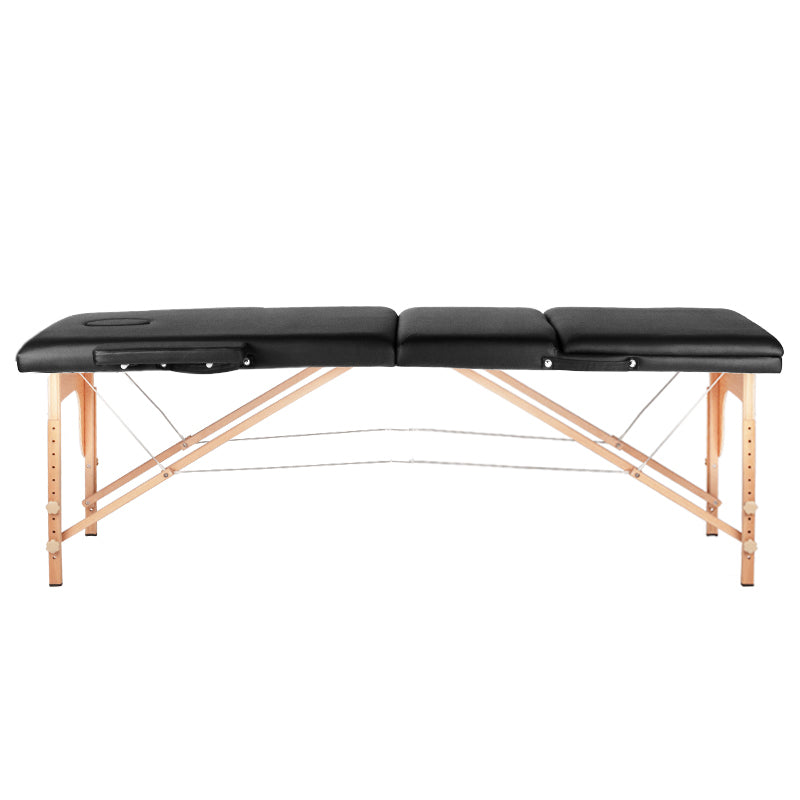 3-section black comfort massage table, wood comfort