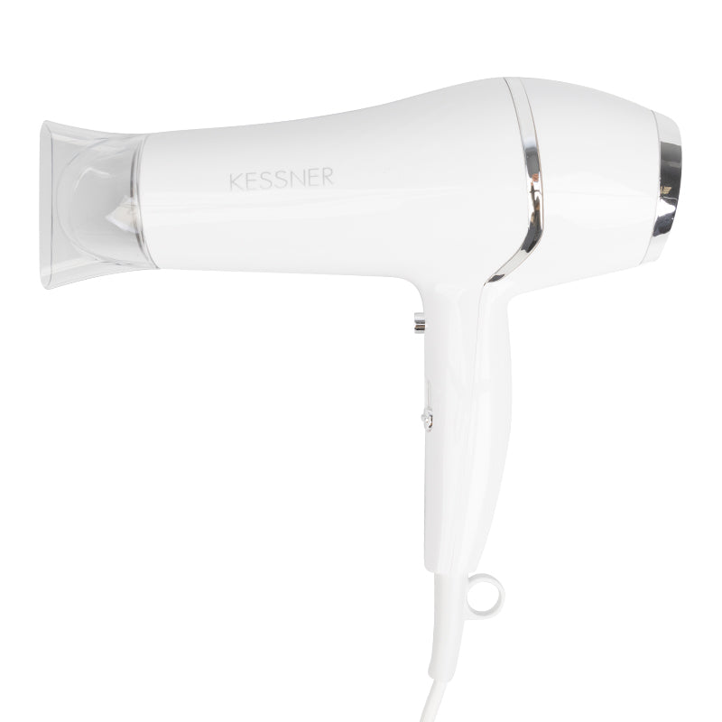 Kessner white hair dryer with a sleek design, lightweight build, and ergonomic handle, included in the OnlyBio x Roxie ULTIMATE Bundle.