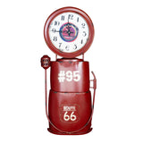 Barber Shop Decoration Clock Vintage Red Gas Pump