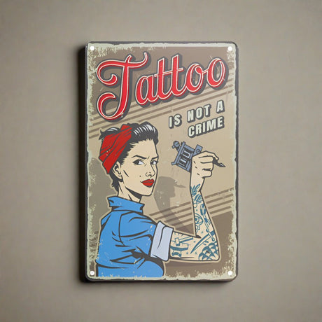 Tattoo Studio Decorative Board TA133 'Tattoo is not a Crime'
