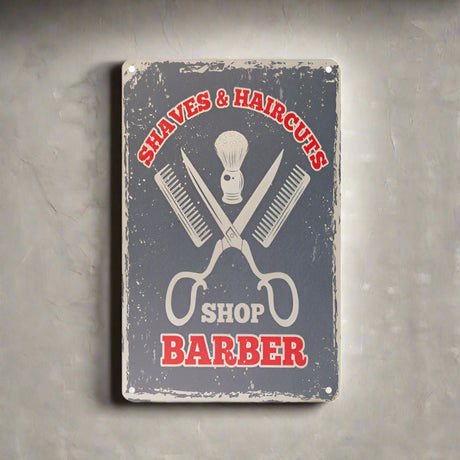 Decorative Plaque for Barber Shop B064 'Shaves & Haircuts'