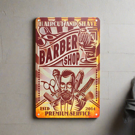 Decorative Plaque for Barber Shop B073 'Premium Service Est.2014'