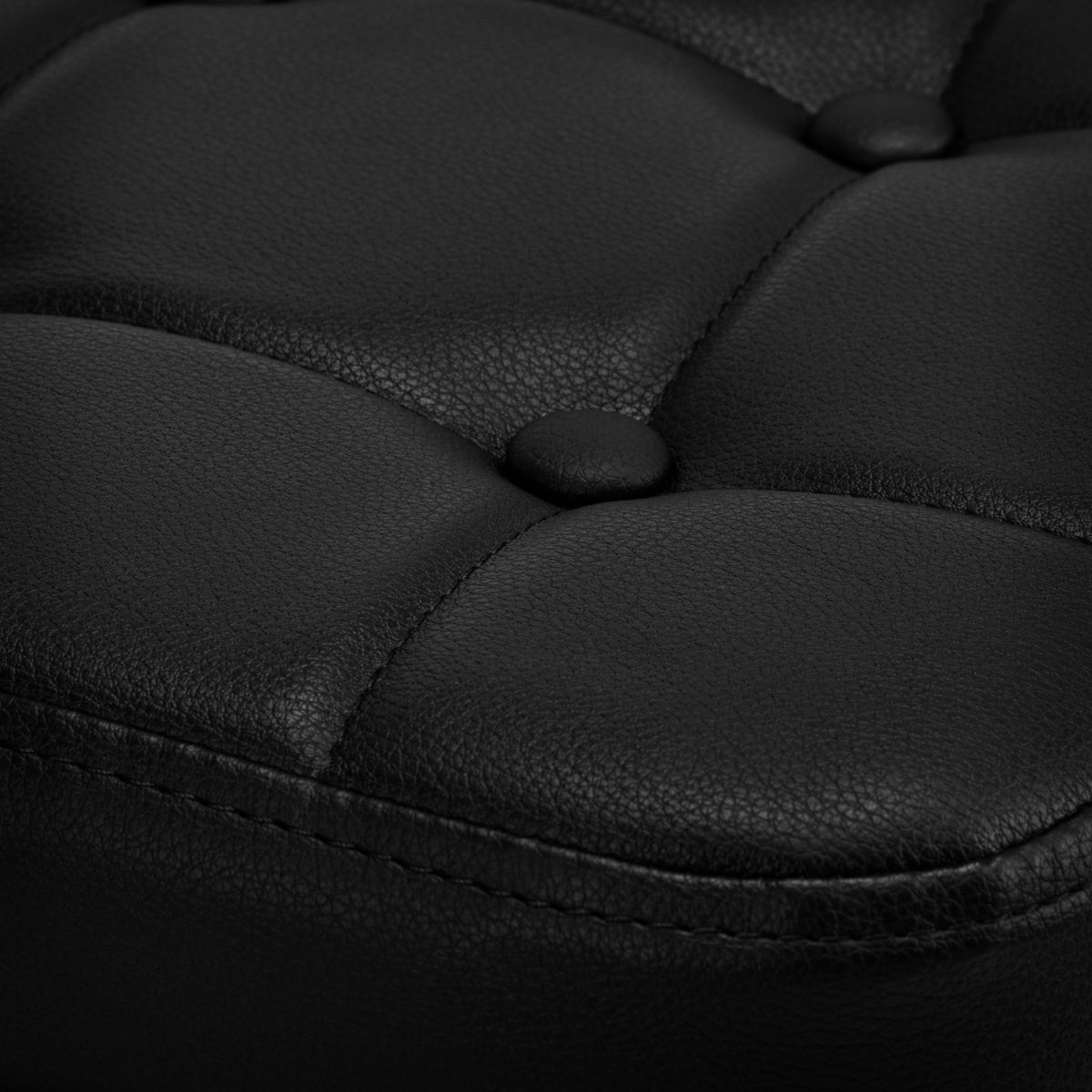 Detailed texture of the black tufted cushion on the Activeshop Cosmetic Stool M-1645, highlighting premium materials.