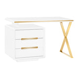 ActiveShop Cosmetic Desk Manicure 3309G Gold & White