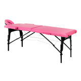 Folding massage table wooden Activ Fizjo comfort 2 segment pink black wood