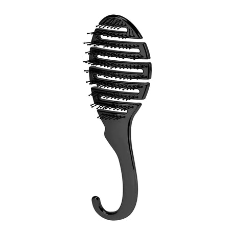 Black Roxie Collection Flexible Detangling Brush with ergonomic handle and vented design for smooth hair detangling.