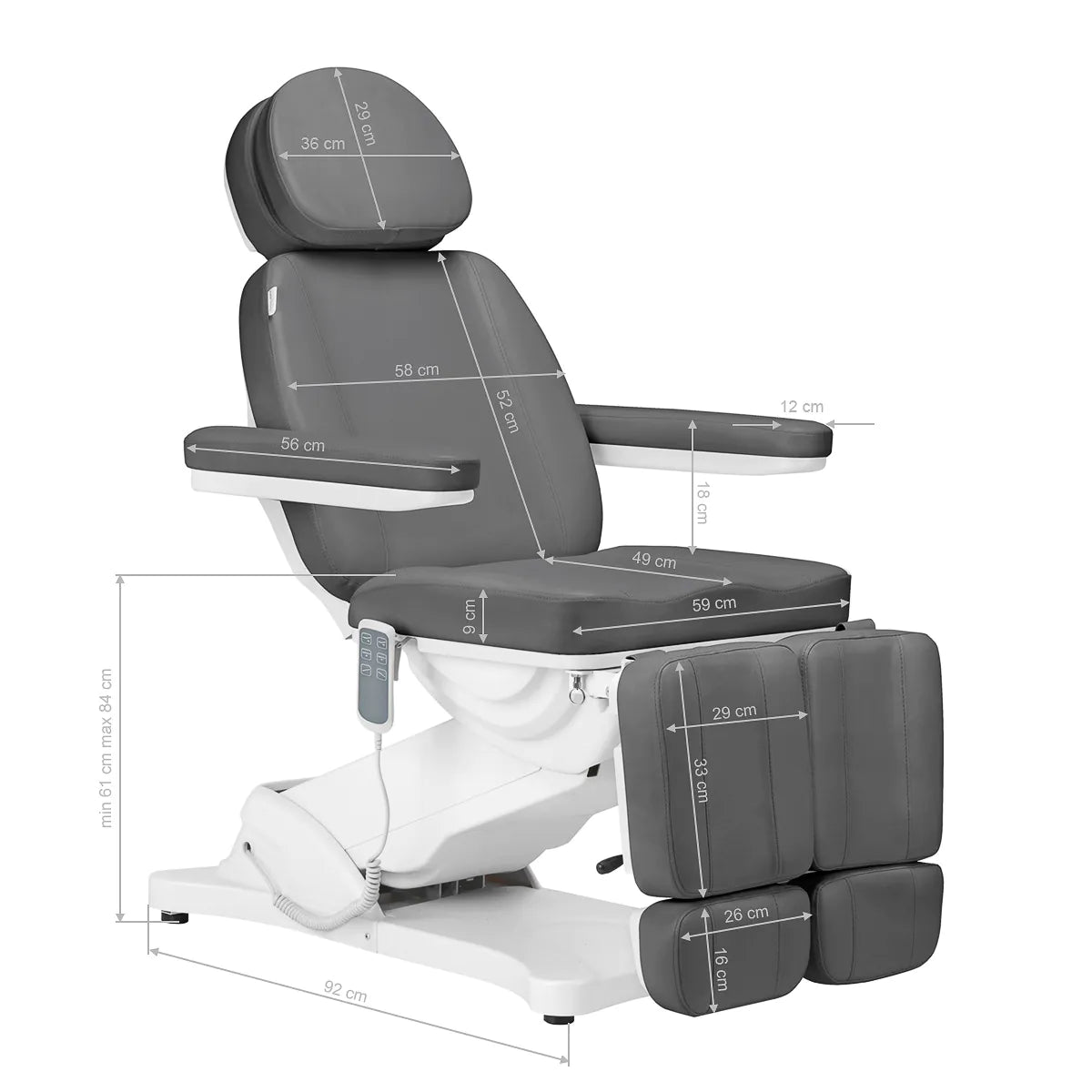 Sillon Classic Electric Salon Chair 3 Motors With Pedi Cradle Grey