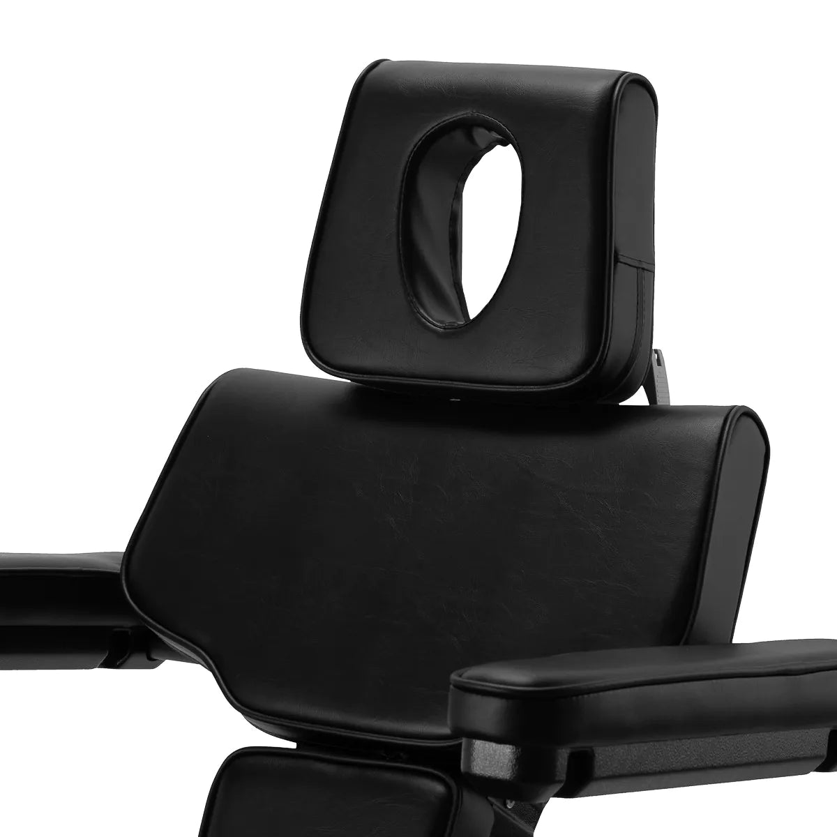 Pro Ink 604 Electric Tattoo Chair Black upper section with adjustable headrest and armrests for ergonomic client support.