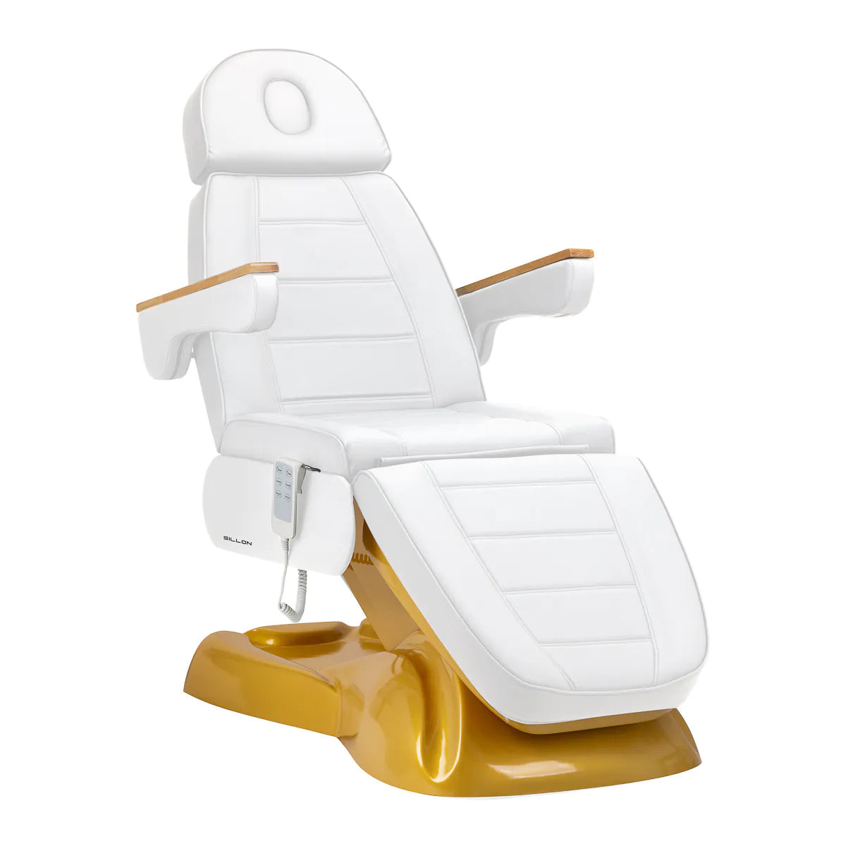 Sillon Electric Cosmetic Chair LUX 273B 3 Motors Gold & White