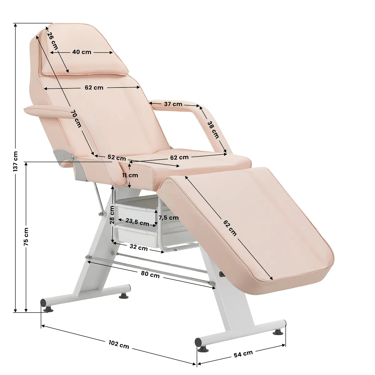 ActiveShop Hydraulic Cosmetic Chair Basic 202 with Trays Pink