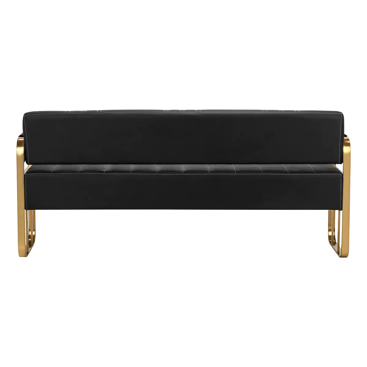 Rear view of Gabbiano Waiting Room Sofa Avila Black & Gold showcasing its seamless black upholstery and gold accents.