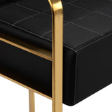 Detailed view of Gabbiano Waiting Room Sofa Avila Black & Gold seat corner with black upholstery and gold frame.