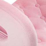 Close-up of 4Rico Chair QS-OF213G Pink armrest with soft pink fabric and detailed stitching for a luxurious finish.