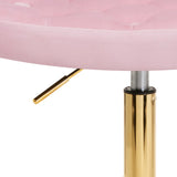 Gold adjustable lever and base of 4Rico Chair QS-OF213G Pink, designed for comfort and functionality in salons.