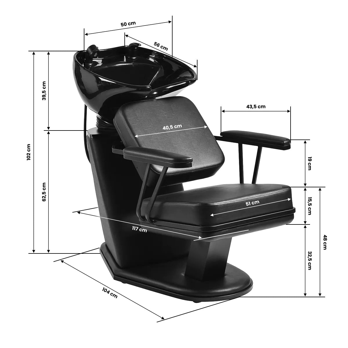 Gabbiano Hairdressing Backwash Unit Mardrid Black