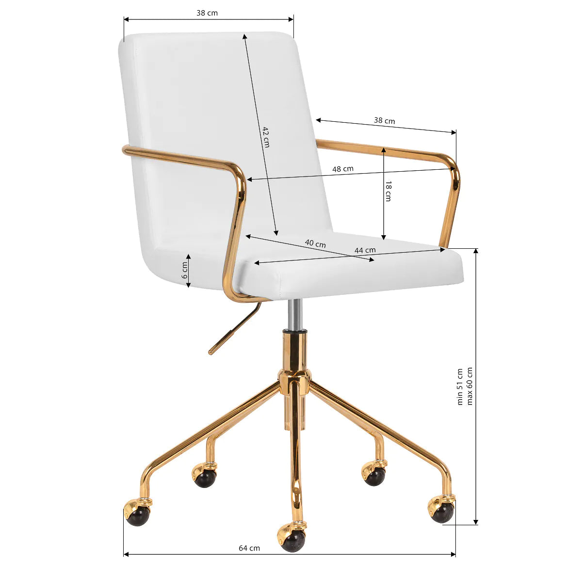 ACTIVESHOP Cosmetic Chair QS-OF211G Gold Light Grey