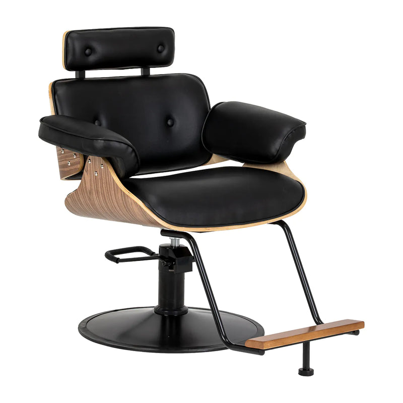 Gabbiano Florencja Hair Salon Styling Chair Black & Walnut With a Black Base