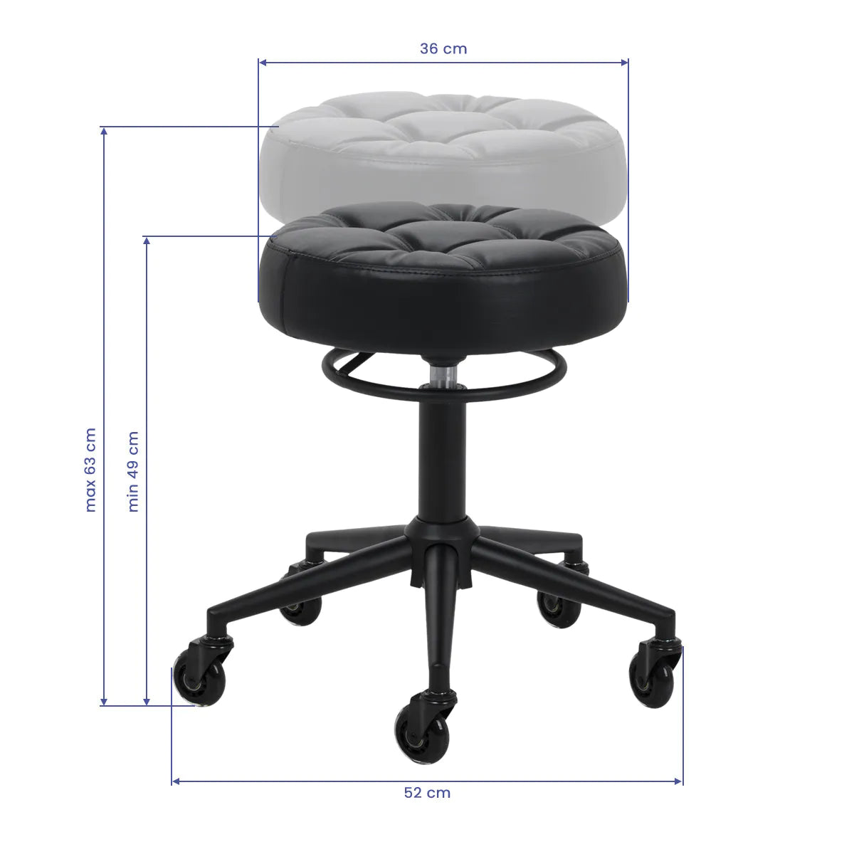 Gabbiano Hairdressing Stool D054 Black with Black Base