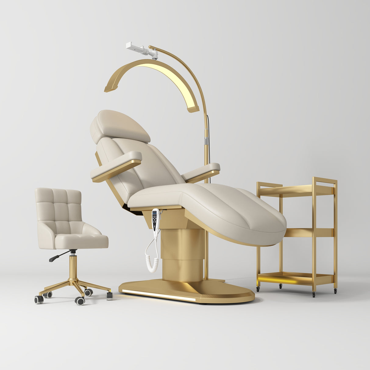Manufakturo Étoile Cappuccino The Complete Studio Set - Beauty Bed, Chair, Moonlight & Trolley