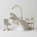 Manufakturo Grace Stone Taupe The Complete Salon Set - Beauty Bed, Chair, Moonlight & Trolley