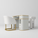 Manufakturo Manicure Glam Station Set  - Table with Absorber & Two Chairs White