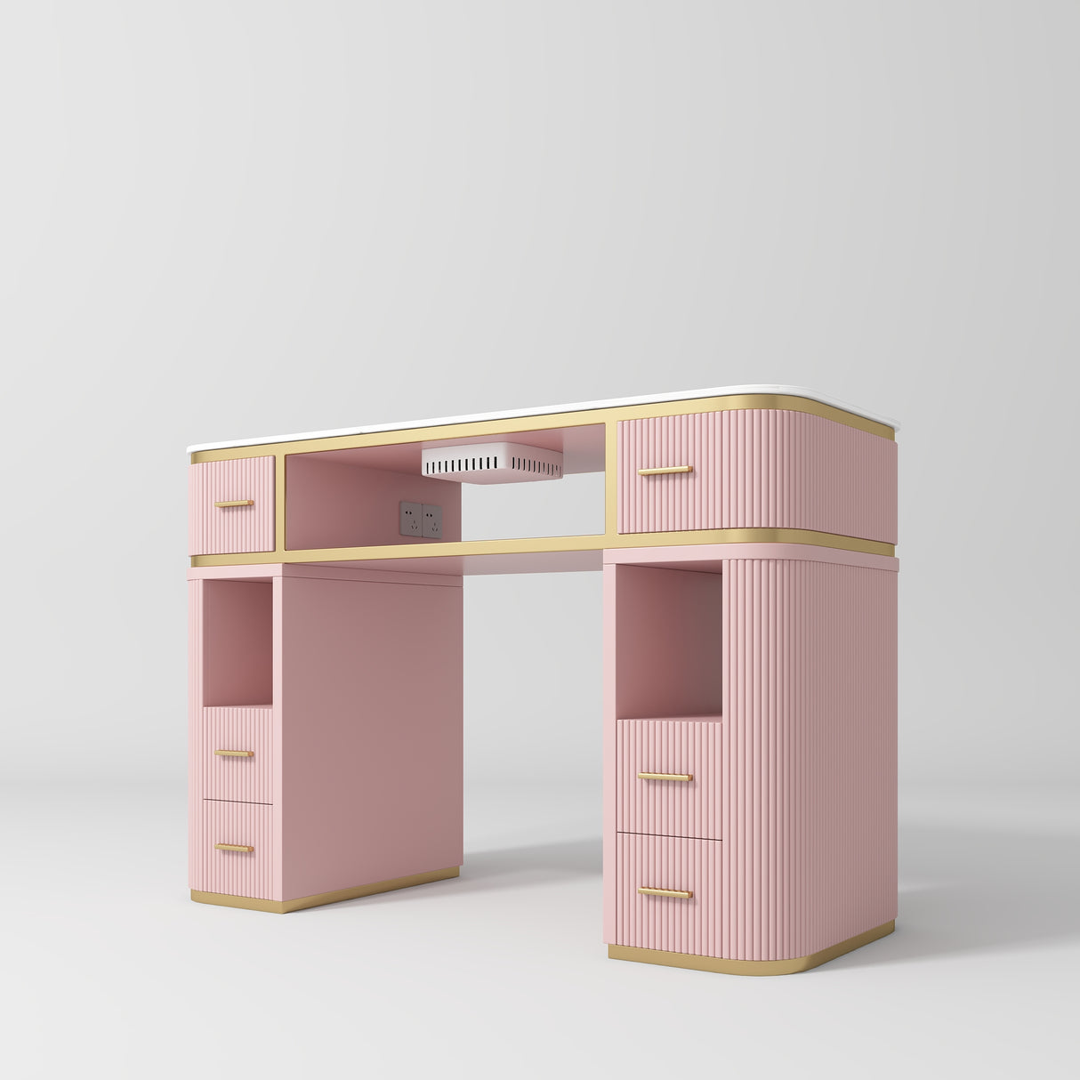 Manufakturo Manicure Table Glam Station with Build-in Dust Absorber Bare Blush